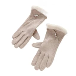 Faux Pearl Gloves Winter Gloves for Women Touch Screen Windproof Thermal Knitted Gloves with Fluffy Fur Trim Warm Weather