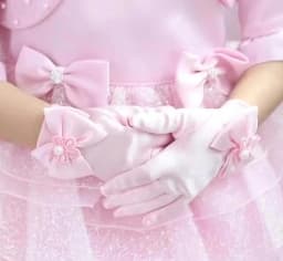 Sweet Satin Flower Child Gloves White Gloves for Kids Children Girls Wedding Gloves with Bow Kids Fashion Children's Mittens
