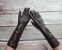 Women New Long Leather Gloves Straight Style Sheepskin Velvet Lining Warm Autumn And Winter Colour Gloves