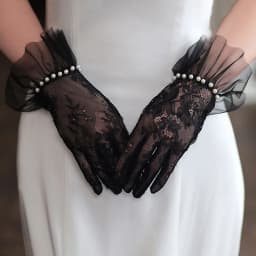 Bride Wedding Japanese Soft Girl Black White Lace Gloves Gothic Lolita Mesh Bow Flower Sweet Wristband Maid Cosplay Accessory