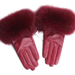 Sheepskin Natural Fox Fur Trimming Gloves Women's Genuine Leather Wrist Warmer Glove Winter Warm Fashion Mittens Fleece Lining