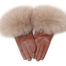 Sheepskin Natural Fox Fur Trimming Gloves Women's Genuine Leather Wrist Warmer Glove Winter Warm Fashion Mittens Fleece Lining