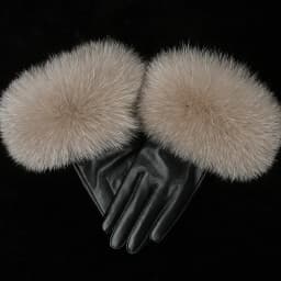 Sheepskin Natural Fox Fur Trimming Gloves Women's Genuine Leather Wrist Warmer Glove Winter Warm Fashion Mittens Fleece Lining