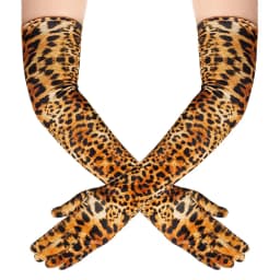 Leopard Print Velvet Women Sexy Long Gloves Fashion Warm Dance Party Evening Dress Cosplay Stage Performance Accessories