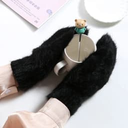 Women Winter Keep Warm Plus Cashmere Velvet Thicken Elasticity Full Fingers Mittens Gloves Imitation Rabbit Fur Knitted Wool