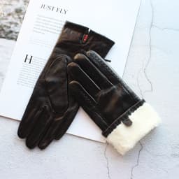 Women's Winter Thickened Sheepskin Gloves Lamb Fur Lining Leather Warm Fashion Motorcycle Riding Gloves Cold-Resistant Driving G