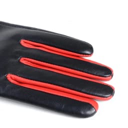 Long Gloves Women European/American Fashion Genuine Leather Thin Contrast Color Lambskin Mittens Female Lined Two Tone Luvas