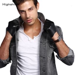 Mens Genuine Leather Gloves Male Soft Goatskin Thin Fashion Casual Driving gloves Warm Winter Touch Screen short Wrist gloves