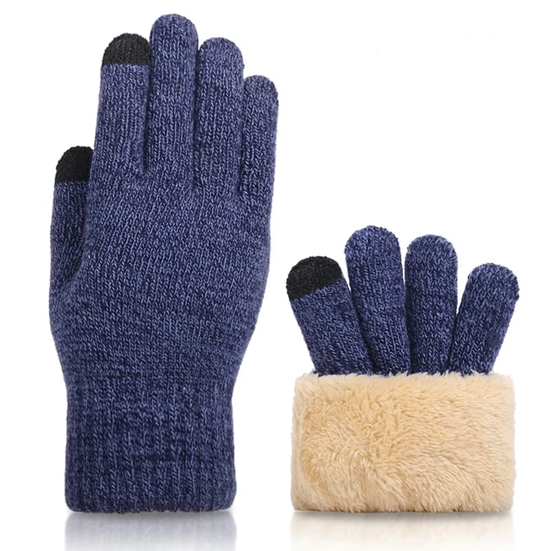 Winter New Man Keep Warm Touch Screen Plus Velvet Inside Thicken Knitting Gloves Wear-Resistant Anti-Slip Solid Fashion Male Sof