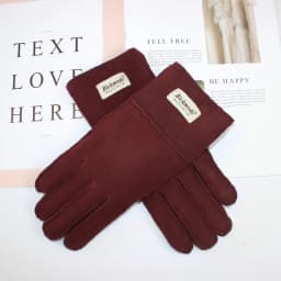 New Winter Women's Sheepskin Fur Gloves Thickened Warm Wool Lining Windproof Leather Driving Gloves