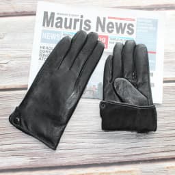New Men's Sheepskin Gloves Classic Fashion Leather Gloves Wear-Resistant Winter Plus Velvet Warm Gloves