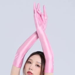 Sexy Oil Shiny High Stretch Woman Long Gloves Elegant Transparent Night Club Party Cosplay Sunscreen Driving Five Finger Gloves