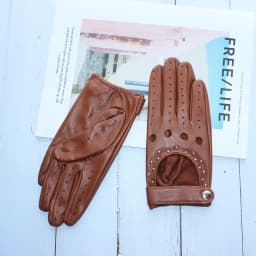 Women Fashion New Hollow Breathable High-Quality Goatskin Genuine Leather Outdoor Cycling Colorful Gloves Spring and Autumn