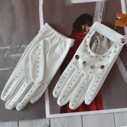 Women Fashion New Hollow Breathable High-Quality Goatskin Genuine Leather Outdoor Cycling Colorful Gloves Spring and Autumn
