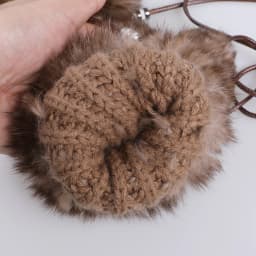Luxury Women's Genuine Rabbit Fur Knitted Mittens-Soft Winter Cold Weather Gloves-Removable Rope String