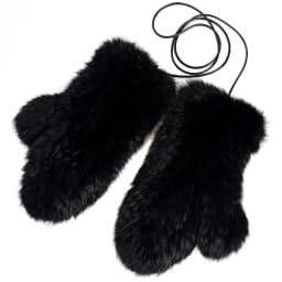 Luxury Women's Genuine Rabbit Fur Knitted Mittens-Soft Winter Cold Weather Gloves-Removable Rope String