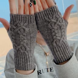Women Stylish Hand Warmer Winter Gloves Arm Crochet Knitting Mitten Warm Fingerless Glove Twist Pattern Half Finger Gloves