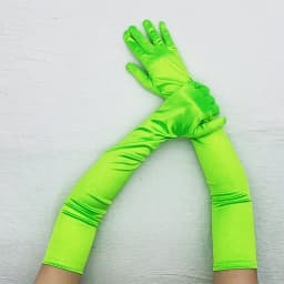 Korean Women Christmas White Wedding Dress Long Satin Elastic Etiquette Gloves Summer Sunscreen UV Full Finger Driving Glove K14