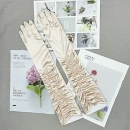 Korean Women Christmas White Wedding Dress Long Satin Elastic Etiquette Gloves Summer Sunscreen UV Full Finger Driving Glove K14