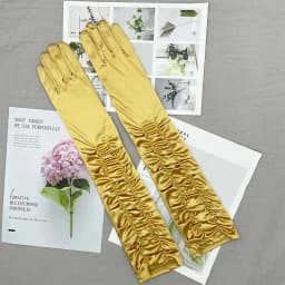 Korean Women Christmas White Wedding Dress Long Satin Elastic Etiquette Gloves Summer Sunscreen UV Full Finger Driving Glove K14