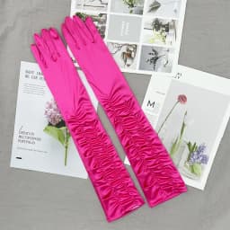Korean Women Christmas White Wedding Dress Long Satin Elastic Etiquette Gloves Summer Sunscreen UV Full Finger Driving Glove K14