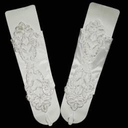 Sexy Women Satin Sequin Seam Pearl Lace Hook Finger Glove Female Retro Bride Hollowing Out Wedding Dress Fingerless Mitten B96