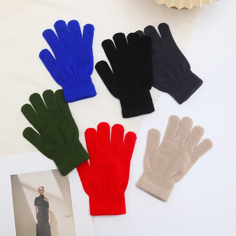 Hot Sale Winter Candy Color All-match Warm Touch Screen Five-finger Knitted Gloves Unisex