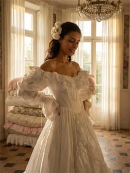 Tokyo White Elegant Satin Off the Shoulder Customized Wedding Party Long Sleeve Lace-Up Back Bridal Gown A-Line Wedding Gown