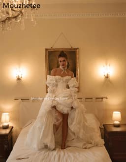 Mouzhetee A-Line Off The Shoulder Elegant Wedding Dresses Classic Lace Long Sleeve Brides Gown Custom Made 2025