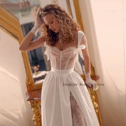 A-line Wedding Dress Princess Spaghetti Straps Satin Bridal Dress Elegant Handmade Bow Bride Gown Vestidos De Novia Customized