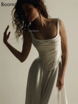 Booma A-Line Simple Spaghetti Strap Wedding Dresses Sleeveless Satin Long Pleat Elegant Brides Gown Custom Made 2026
