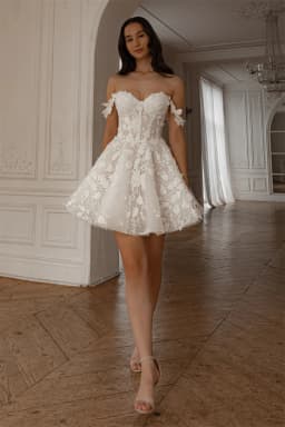 Beautiful Two Straps Sweethat Full 3d Flower Lace Appllque Short/Mini Wedding Dresses Custom Made Bridal Grown Vestido De Noival