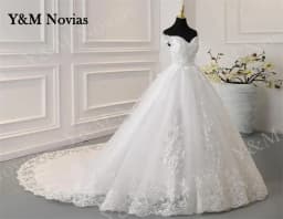 Y&M Novias Off Shoulder Plus Size Vestido De Noiva 2026 New Wedding Dress Train or Floor Customized Large Bridal Tulle Mariage