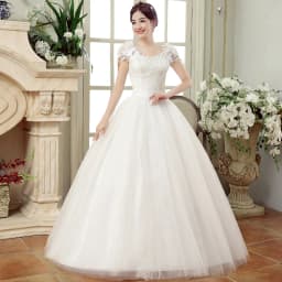 White One-Shoulder Floor-Length Wedding Dress Korean Style with Flowers for plus Size Pregnant Women Lightweight Chiffon