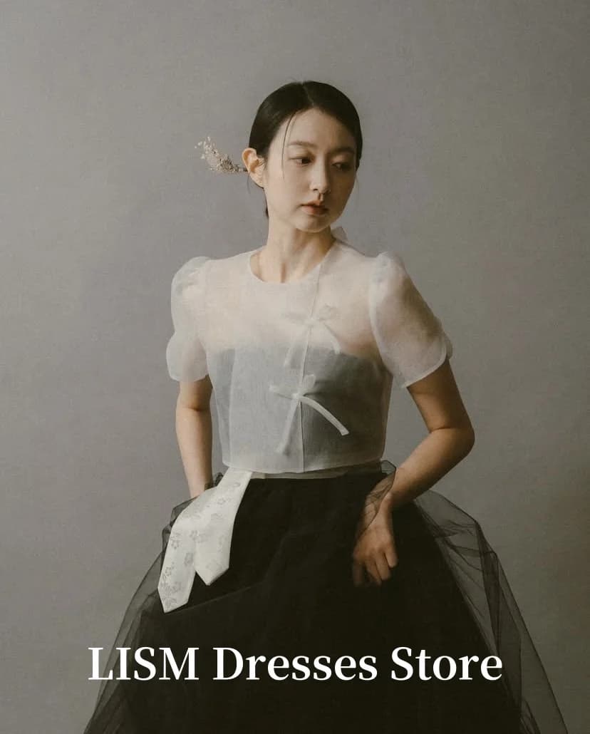 LISM Vintage A-Line Korea Wedding Dresses Photo Shoot Soft Tulle O-Neck Floor Length Evening Gowns웨딩드레스Customized Corsets