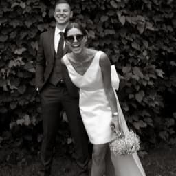 Customized Beach White A line Satin Short Wedding Dresses Boho Large Bow V Neck Robe De Mariee Bridal Gowns Party For Bride