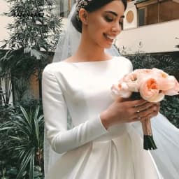 Customized Simple Vintage White Ivory Satin Wedding Dress for Women Long Sleeve A-Line Bridal Gown Vestidos De Novia Robe Mariée