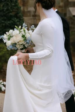 Customized White Wedding Dresses High Quality Long Sleeves Formal Dresses Classic Midi Dresses 2026 Bride Gowns for Women