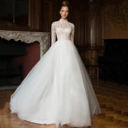 Exquisite Beading Lace Wedding Dress High Neck A-Line Tulle Floor Length Bride Long Sleeve Illusion Customized Gowns Robe