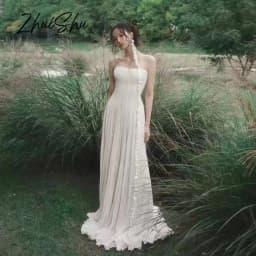 Elegant Pleat Wedding Dress Strapless Draped A-Line Evening Party Dresses Korea Photo Shoot Bridal Reception Gown Customized