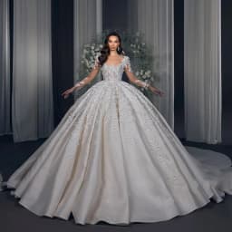 Exquisite Wedding Dress Satin With Embroidered Lace Ball Gown Full Sleeve Square Collar Customized Back Lace Up Vestido De Novia