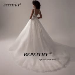 BEPEITHY Customized Vestido De Noiva V Neck Sleeveless Wedding Dresses 2026 For Women A Line Ivory Lace Bride Boho Bridal Gown