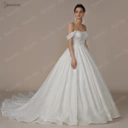 BEPEITHY Customized Luxury Strapless A Line Glitter Wedding Dresses Off The Shoulder Women Ivory Bling-Bling Bride Bridal Gown