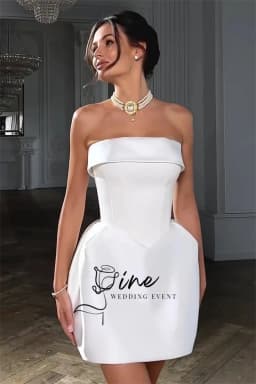 Oine Customized White Short Wedding Dresses Strapless Mini Sexy Bridal Gowns Sleeveless Formal Party Dress for Bride Birthday