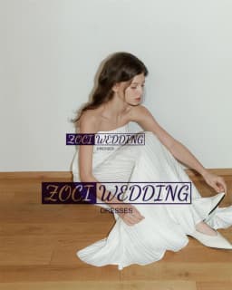 Zoci Luxury Strapless Wedding Dresses Sleeveless Pleats Satin Draped Korea Photos Shoot Dress Customized Backless Bridal Gown
