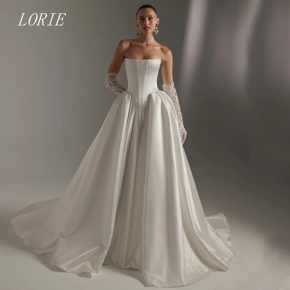 LORIE Luxury A Line Wedding Dress Minimalist Strapless Bridal Dresses Elegant Wedding Gown Customized 2026