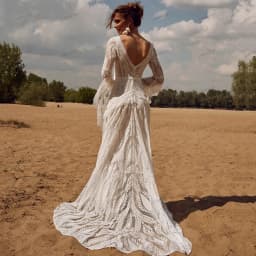Bohemia Vintage Wedding Dresses For Women 2024 V-Neck Backless Bridal Gowns Flare Sleeves Lace Robe Vestidos De Novia Customized
