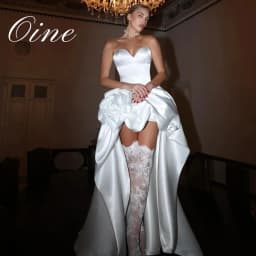 Oine Sexy Sweetheart Collar Stain Hi-Lo Wedding Dress Simple Sleeveless Court Length Pleated Open Back Gowns 2026 Customized