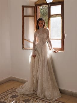Customized High-Neck Long-Sleeved A-Line Lace Elegant Wedding Dress Vestidos De Novia Amanda Novias Amanda Novias Official