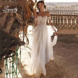 Boho Deep Wedding Dress Organza With Embroidery Beach A-Line Ballgown Sleeveless Strapless Bride Dress Customized Robe De Mariee